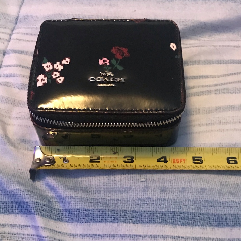 Coach Travel Jewelry Box Black with Flowers